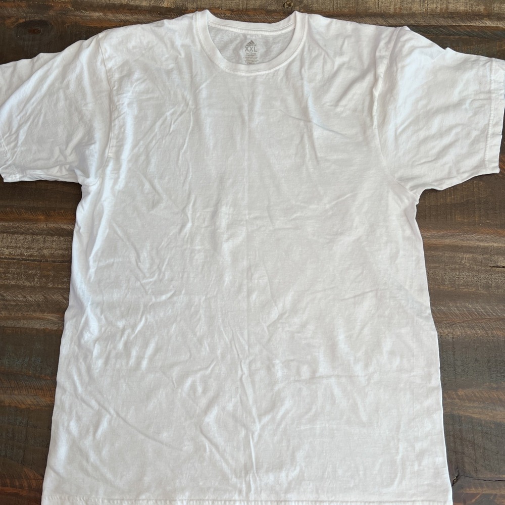 Adidas Climalite Cotton Premium Crew Neck Tee T Shirt Mens WHITE XXL 50-52